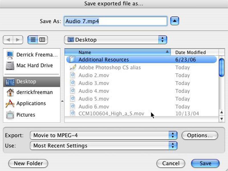 how to export quicktime movie to mp4