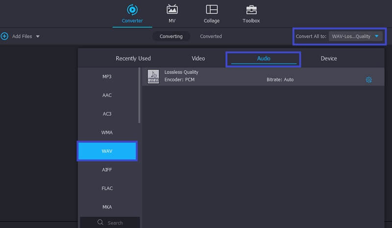 VIdomore Vc SelectWAVAS出力